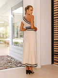 Fongt Summer New Women's Temperament Elegant Diagonal Lace Splice Dress 88129-Outfit