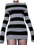 long-sleeved knitted mini dress with