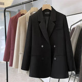 Fongt Suit Jacket Female Spring And Autumn Korean Version Of Loose Temperament Double Buckle Leisure Professional Raspberry Suit Top