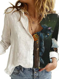 Women Lapel Long Sleeves Single Breasted