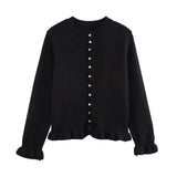 Fongt Women's Autumn And Winter New Laminated Wooden Ear Knitted Shirt Jacket