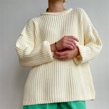 2021 Autumn Winter Oversized Long Sleeve Knitted O Neck Women Pullovers Sweater Fashion Casual Female Y2K