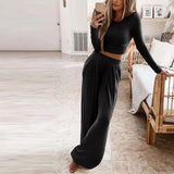 Solid Color Rib Knit Long Sleeve