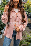 New Ins Ladies Autumn Winter Jacket Casual Twist Knit Double Pocket Shoulder Cuff Buckle Coat-Outfit