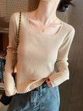 U Neck Women Autumn Winter Sweaters Slim Knitted Pullovers Soft Warm Solid Jumper Female Sweater Casual Knitwear Jersey Top-Outfit