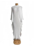 Fongt Autumn And Winter Knitted Jas-Song Dress High-Necked Bat Sleeve Open Fork And Hip Dress Women's Clothing