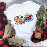 Hat Family Red Printed T-shirts Mom and Me Santa
