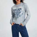 Women Gothic T-shirts Vintage Tops Fall Winter y2k Clothes 2023 Long Sleeve Casual Tops Punk Style Girl Tops
