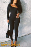 Sexy Y2K Clothes One Shoulder Long Sleeve Backless Bodycon Jumpsuit For Women Club Sporty Streetwear Romper Fall