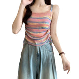 Color Striped Knitted Sling Women's Inner Vest Summer Design Wearing Rainbow Spice Girl Bottom