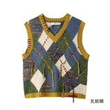 Fongt 2025 Autumn New Women's Fashion Street V-Neck Sleeveless Rhumin Syringe Vest