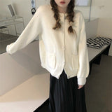 Fongt College Wind Sweet Pink Sweater Coat Female Loose Spring Lazy Lazy Thick Knit Cardigan Jacket To Wear-Outfit