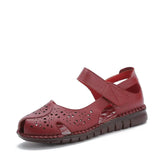 Summer New Handmade Women's Shoes National Style Genuine Leather Hollow Women's Sandals soft Flat with