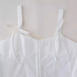 Fongt Women's Clothing INS Net Red Explosion White Bow Repair Body Slim Thin Sling Coat