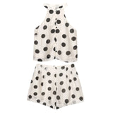 Fongt New Wave Point Hanging Neck Blouse 1608052 Folding Shorts 1608042