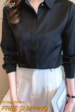 Spring Satin Women's Shirts Fashion Silk Button Solid OL Elegant Ladies Tops Long Sleeve Blouse Basic Women Shirts