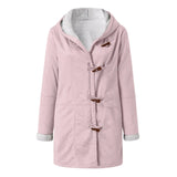 Winter Intellectual Simple Original Night Wind Pure Color Casual Button Cardigan Warm Long Hooded Women's Coat-Outfit