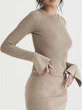 Women Casual Ruched Long Sleeve T-Shirts Spring Fall Solid Slim Fit Pullovers Female Streetwear Female Base Tees Tops-Outfit