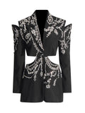 Fongt Catwalk Jacket In The Autumn Of 2025 New Fashion High-End Studded Coat With Bare Back And Bare Waist Suit Woman