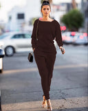 for women two piece set knitted sweater long sleeve pants 2 piece set for women two pieces sets women's suits 1028-1-Outfit
