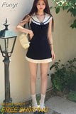 Black Lolita Kawaii Dress Women Casual Gothic Party Mini Dress Female Korean Fashion Slim Designer Cute Dress 2023