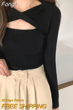 Sweater Women Pullover Hollow Out Slim Knitted Womens Sweaters Korean Style Long Sleeve Top Sueter Mujer Invierno