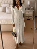 Fongt Collar Body Solid Temperament Elegant Knitted Dress Long Dress Autumn And Winter Women's Dress