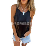 Fongt Spring Summer New Women's Pure Color Round Neckless Vest Top Women