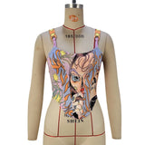 Fongt Women's New Autumn 2024 Fashion Print INS Tide Beam Waist Strap Vest Top Women's Bottom Strap-Outfit