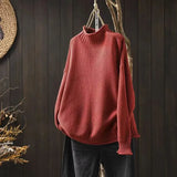 Fongt Retro Half-High Sweater Women Loose Large Plate Type 2025 Autumn And Winter Casual Knitted Jersey