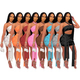 Fongt New Women's Perspective Mesh Bandage Dress Strapless Skirt Two-Piece Set-Outfit