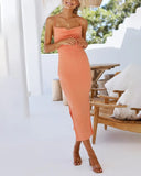Summer Cotton Suspenders Solid Color Midi