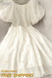 Sleeve Dresses Women S-3XL Princess Temper Sweet Girliah Embroidery Temper Aesthetic Korean Fashion Summer Vintage