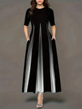 Fongt New Summer Loose Casual Print Collar Plus-Size Dress Women's Dress