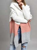 Fongt And Autumn Classic Splicing Color Knitted Sweater Cardigan Women's Fashion Hooded Loose Casual Coat