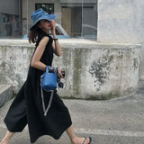 Korea Vintage Sleeveless Jumpsuits Summer Sleeveless Wide Leg Pants Elegant Lady Casual