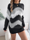 Fongt Shooting 2025 Autumn And Winter Casual Coloring Lantern Sleeve Sweater Dress Women's Clothing