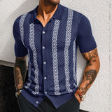 Fongt Men's Men's Summer Striped Jacket Knits Short-Sleeves Sleeves Casual POLO