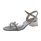 Fongt Word With Sandals Women's Summer 2025 New Crystal Heel With Skirt Temperament Silver High Heels