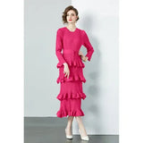 Fongt Folded Dress Woman 2025 New Design Feel Fat Mm Fashion Temperament Reduction Cake Skirt