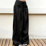 Fongt Fashion Pure Color Loose Straight Pocket Leisure Woven Trousers 2025 New Summer