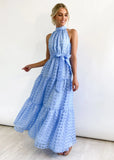 Fongt Summer New Leisure High-End Feeling Sleeveless Waist Swing Gentle Wind Dress Women's Long Dress