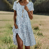 Fongt Hot Selling Literary And Art National Wind Round Collar Long Dress