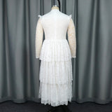 Fongt New Perspective Sleeve Half-High Lace Dress Party Party Banquet Elegant Style Dress Dress Dresses