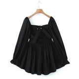 And Winter New Three-Dimensional Steel Trap Chest Pleated Back Long-Sleeved Dress-Outfit