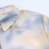 Fongt Long-Sleeved Top Women's Spring 2025 New Dopamine Color Dizzled Chiffon Sleeve Shirt Set