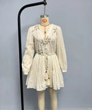 Fongt Explosion Women's Summer New Flower Embroidered With Long Sleeve Dress
