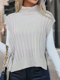 Fongt And Winter New Women's High-Color High-Collar Sleeveless Side With Jacket Sweater