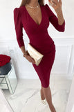 Autumn Collar Sexy Temperament Commuter Waist-tight Solid