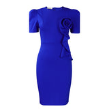 Fongt Women's 2025 New Fashion Elegant Brace For The Duh Leh Side Solid Color Short-Sleeved African Dress